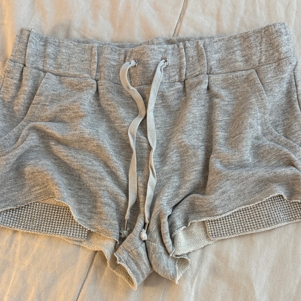 Sydney's Closet Heather Rhinestones Gray Athletic Shorts-Size L
